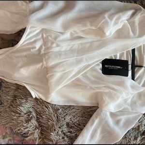 Chiffon white low cut  bodysuit